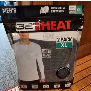 32 degrees heat men's long sleeve crew neck 2 pack set white and heather…